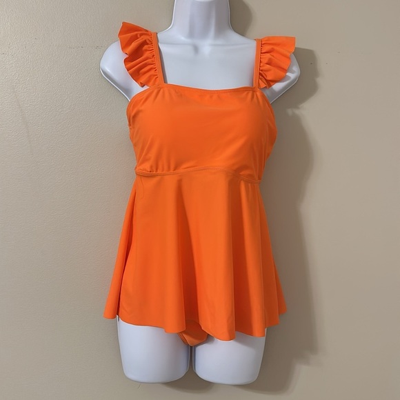 Kate Kasin Women’s 2-Piece Orange Tankini Swimsuit Sz Medium NWT Resortwear Chic - Picture 4 of 15